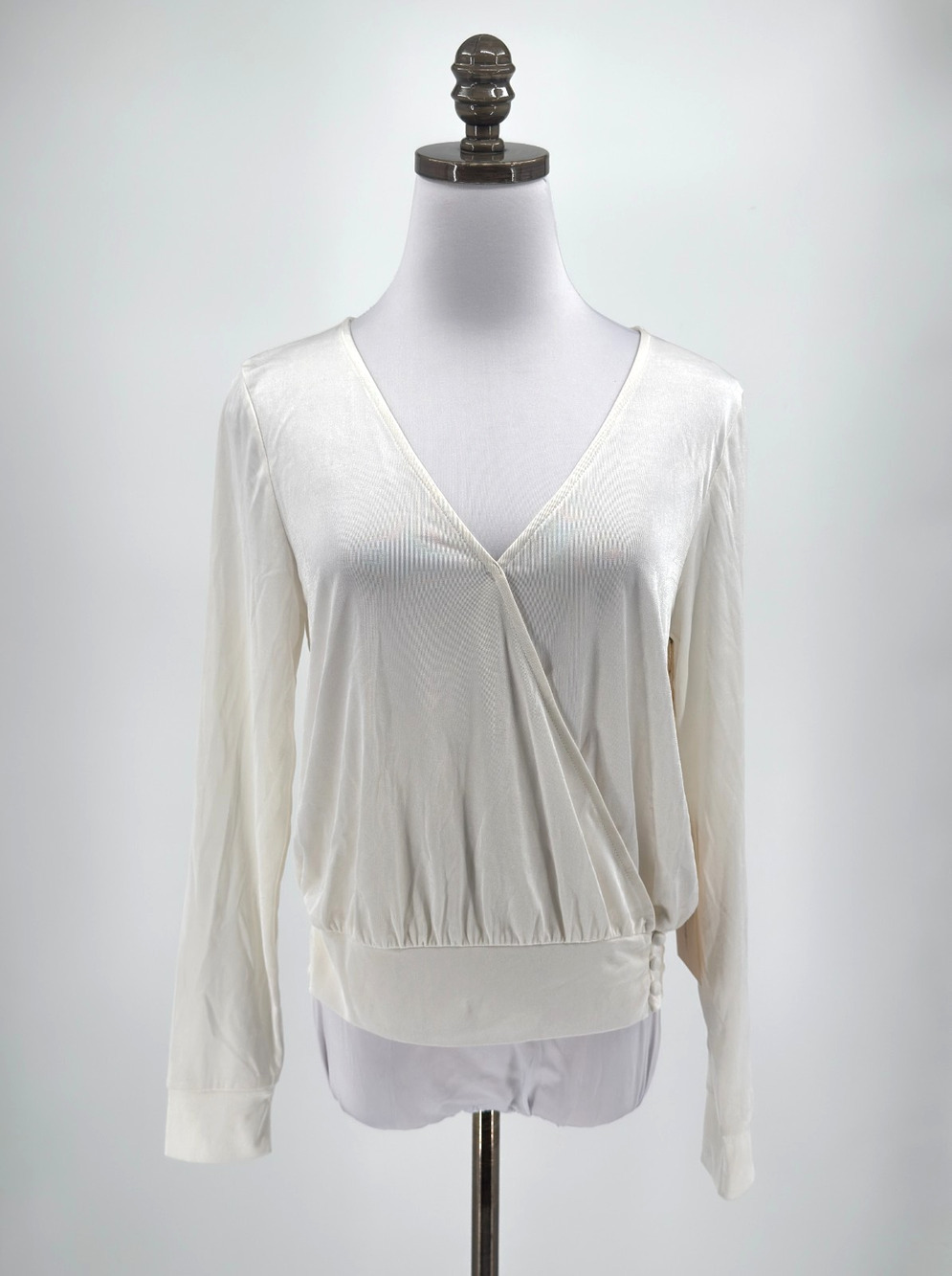 Sunday in Brooklyn Anthropologie White V Neck Long Sleeve Wrap Front Top NEW